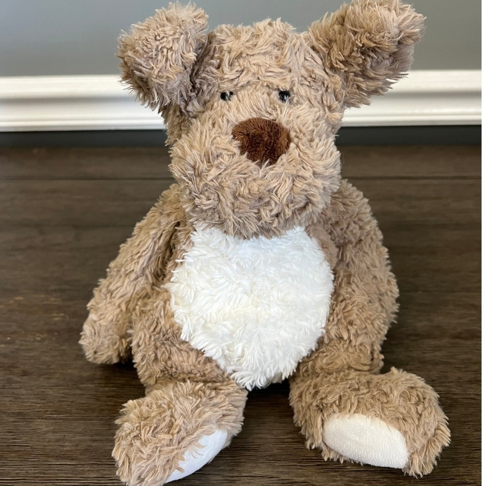 Adventure Planet Plush Dog Shaggy Tan White Puppy Stuffed Animal Scruffy